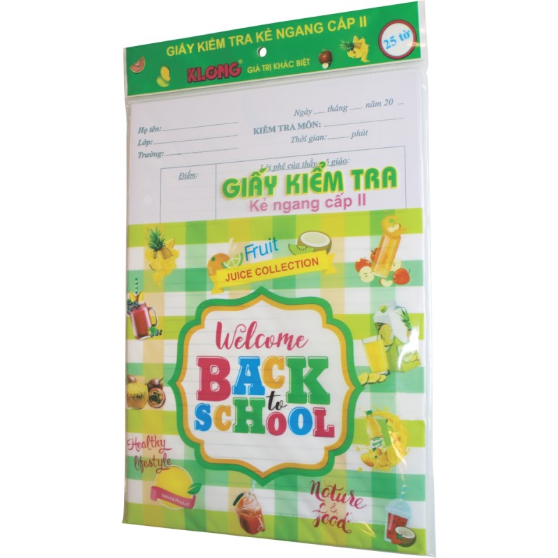 Giấy Kiểm Tra Kẻ Ngang K.Long B5 232 25 Tờ Kép