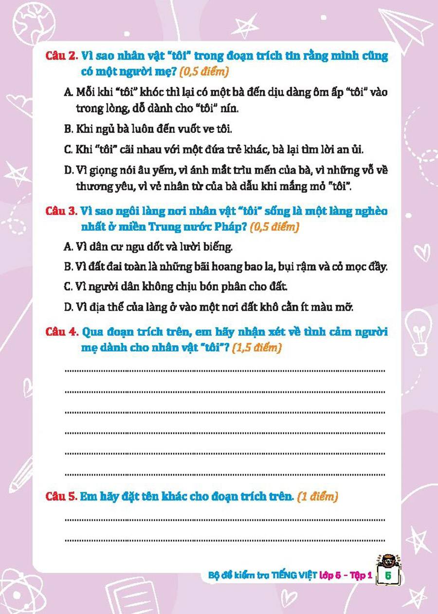 Bộ Đề Kiểm Tra Tiếng Việt Lớp 5 Tập 1 (Kết Nối Tri Thức Với Cuộc Sống)