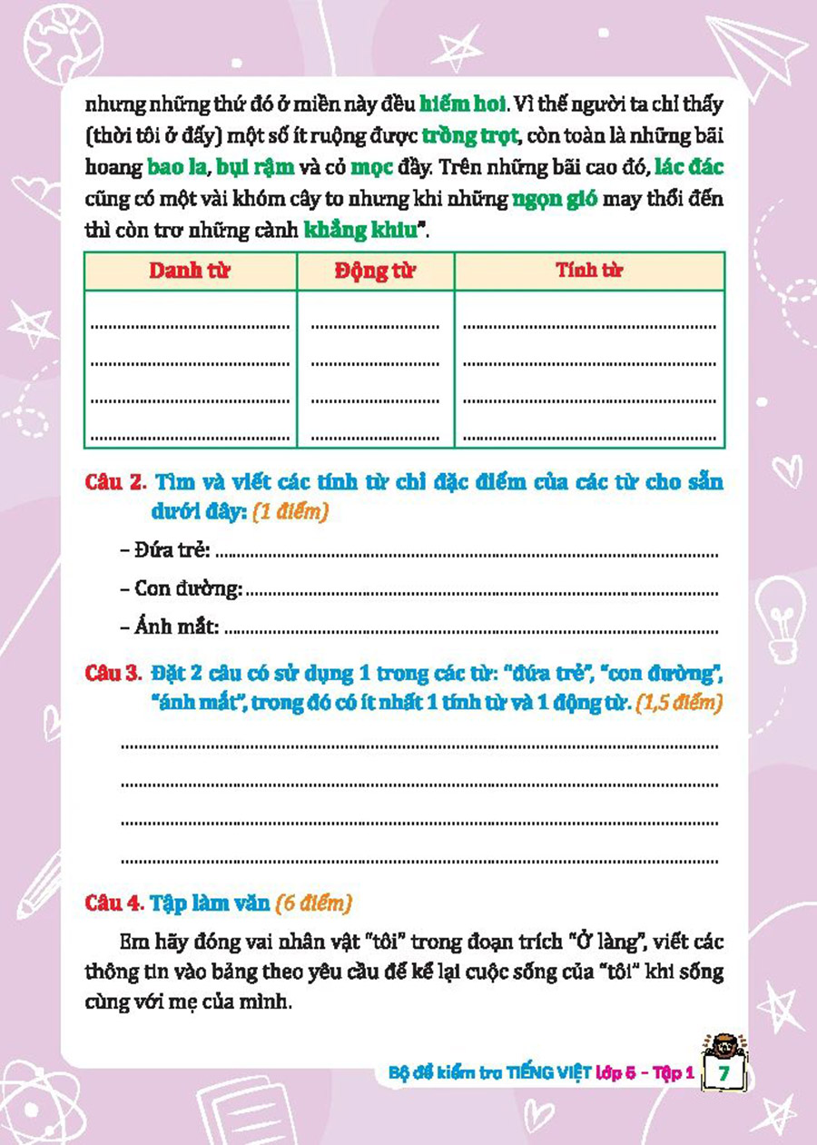 Bộ Đề Kiểm Tra Tiếng Việt Lớp 5 Tập 1 (Kết Nối Tri Thức Với Cuộc Sống)