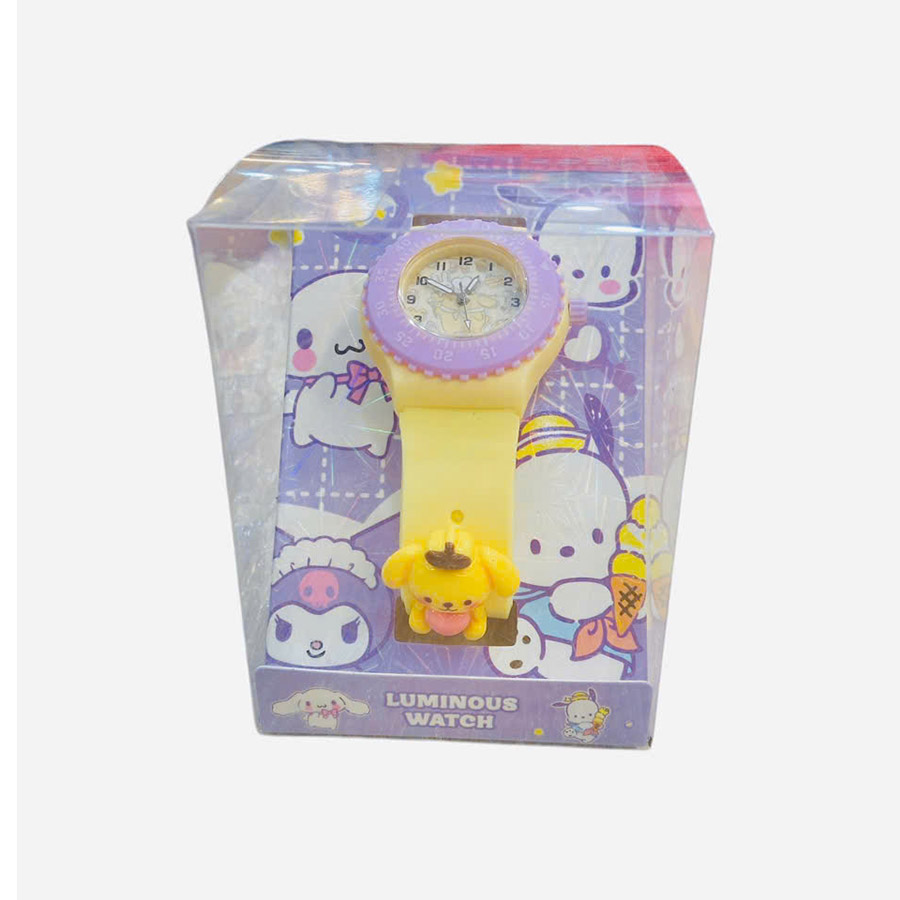 Đồng Hồ Đeo Tay Cho Bé Mặt Số Dây Đính Sticker Nổi Kèm Hộp Nhựa Trong Sanrio Family Mix 5 Mẫu