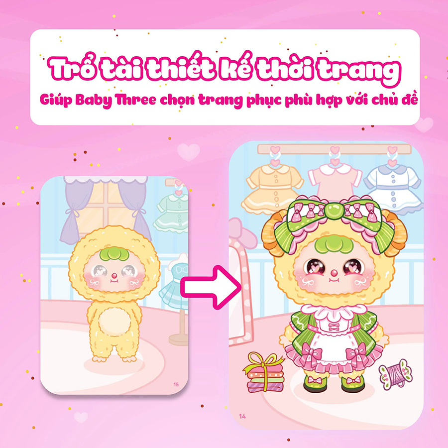 Sách Tô Màu Mini Fashion - Baby Three (100+ Stickers Dễ Thương)