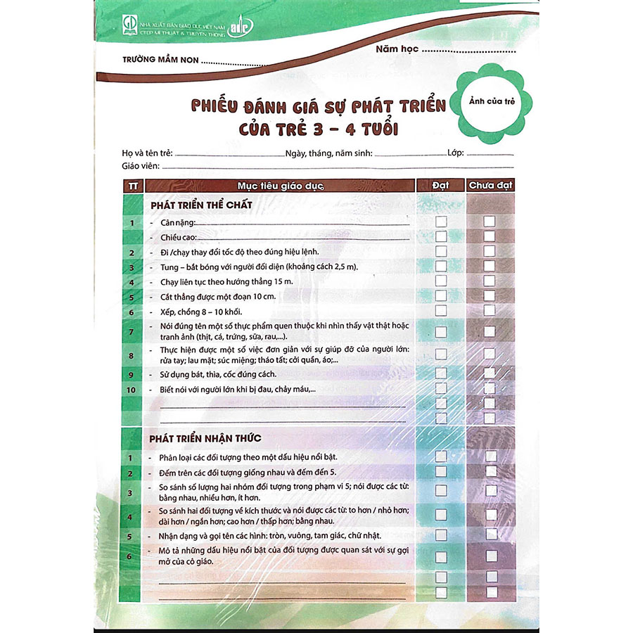 Phiếu Đánh Giá Sự Phát Triển Của Trẻ 3-4 Tuổi