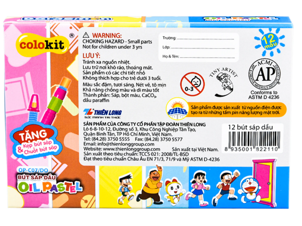 Bút Sáp Dầu Thiên Long Doraemon OP-C07/DO 12 Màu