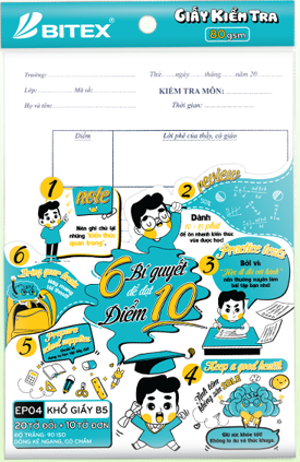 Giấy Kiểm Tra Bitex Khổ B5 Kẻ Ngang Có Chấm 80Gsm Ep04
