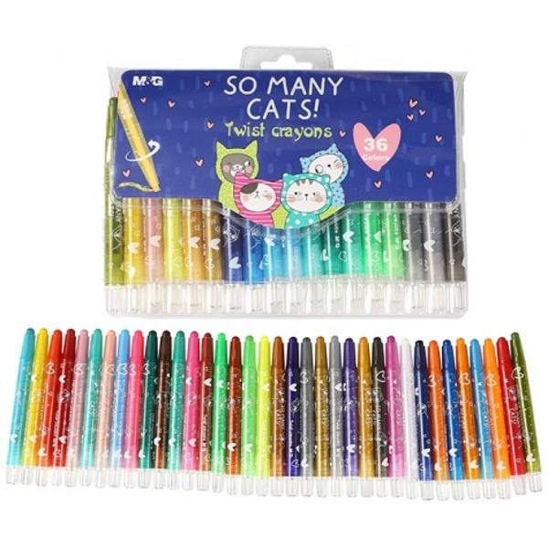 Bút Sáp Vặn M&G 36 Màu AGMX4338 So Many Cats