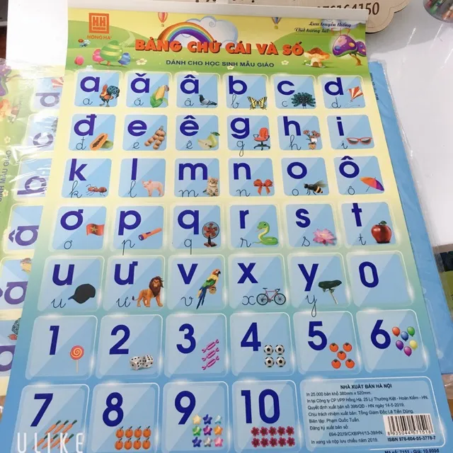Bảng Chữ Cái Và Số Mẫu Giáo Hồng Hà Có Nẹp 7151