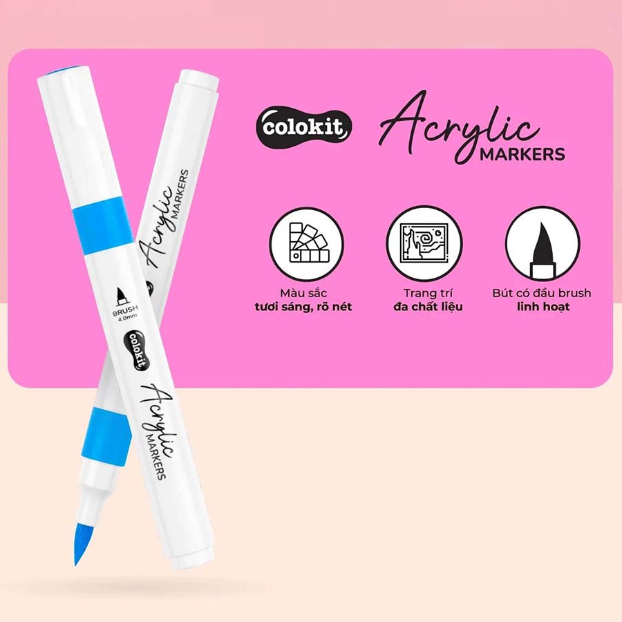 Bút Lông Màu Colokit Acrylic Markers 1 Đầu ACM-C005 36 Màu