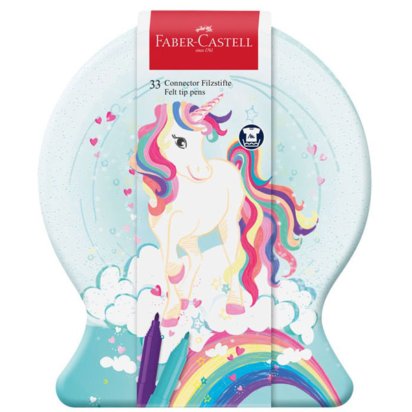 Bút Lông Màu Faber Castell Connector 33 Màu Hình Ngựa Unicorn
