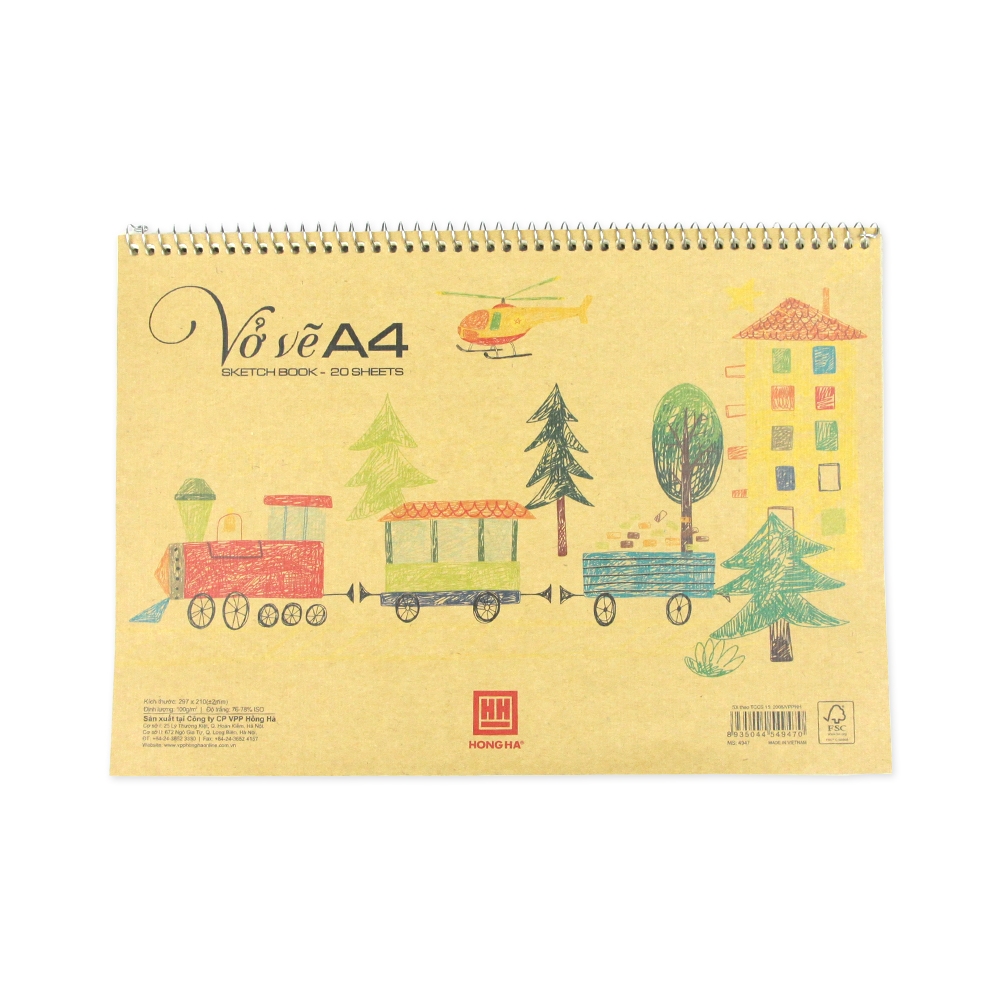 Vở Vẽ Lò Xo Hồng Hà ECO 4947 A4 20 Tờ