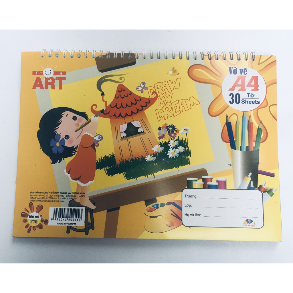 Vở Vẽ Lò Xo Trường Ngân A4 TN215