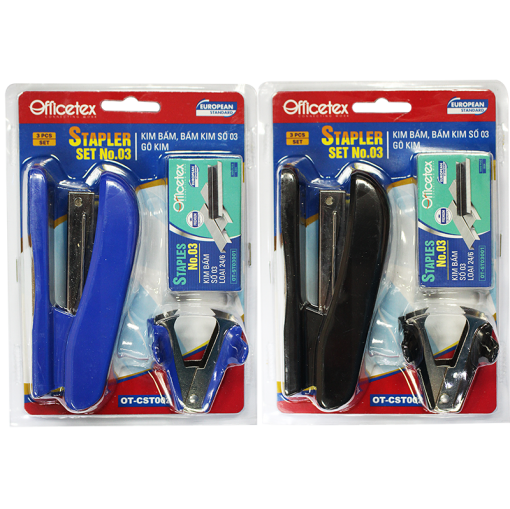 Combo Bấm Kim Officetex OT-CST002 (1 Bấm Kim, 1 Gỡ Kim, 1 Hộp Kim Bấm)