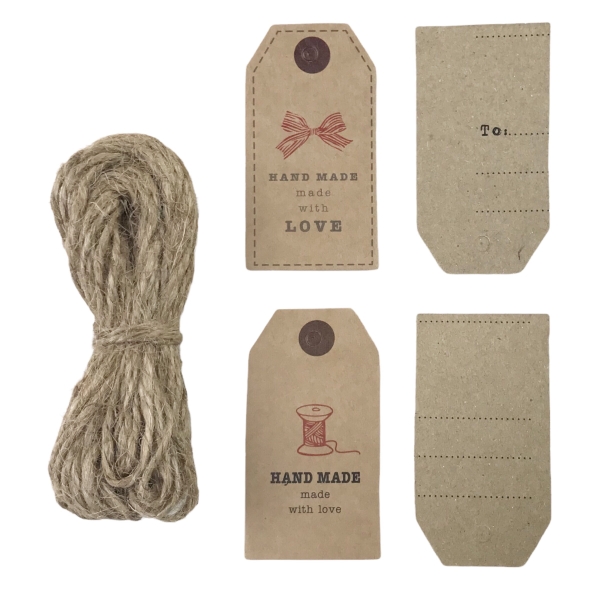 Tag Treo Hình Chữ Nhật Size M (50 Cái + Dây Đay)