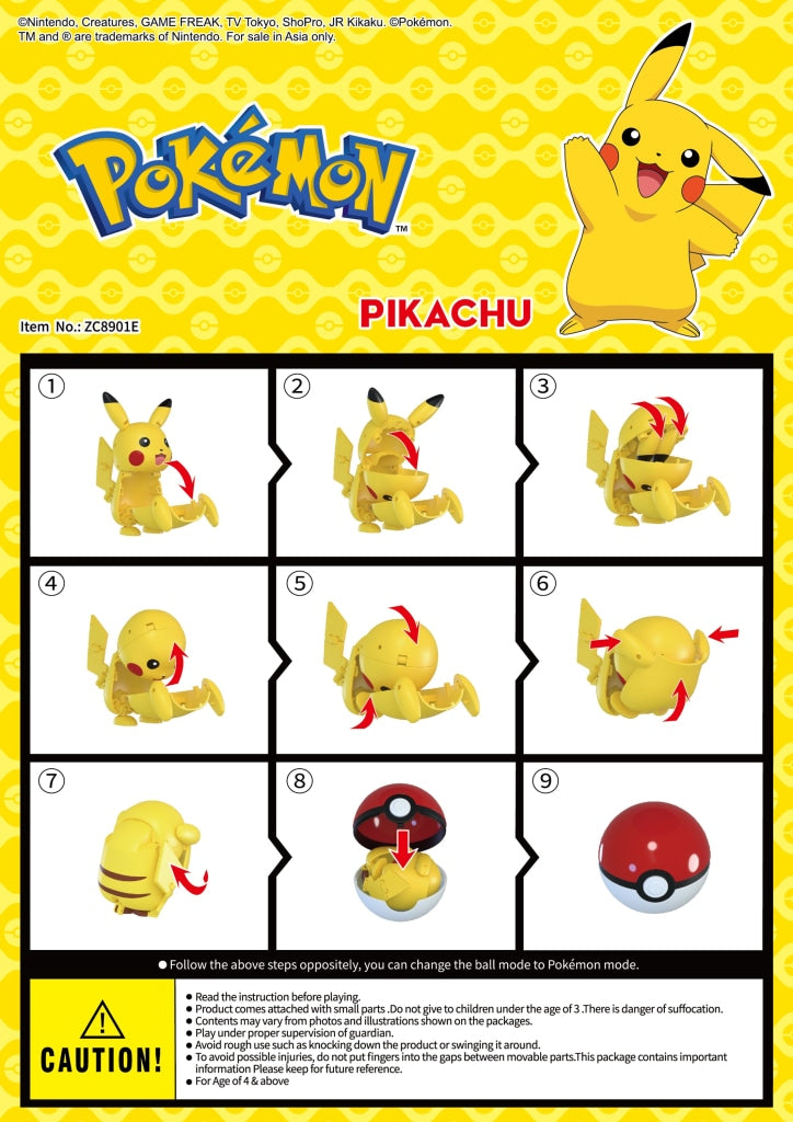 Đồ Chơi Trẻ Em Bóng Pokemon Biến Hình: Pikachu ZC8901E
