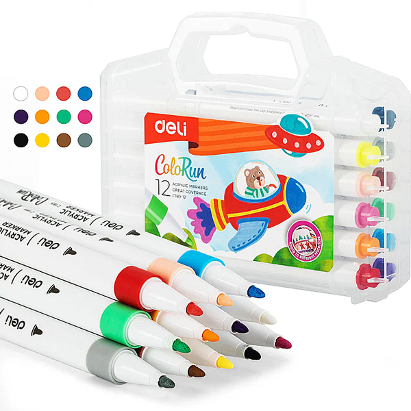 Bút Màu Acrylic Marker 12 Màu EC-189-12 (Deli)