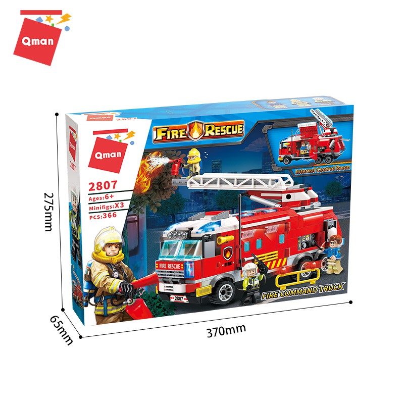 Đồ Chơi Xếp Hình Qman 2807 – Ô Tô Cứu Hỏa