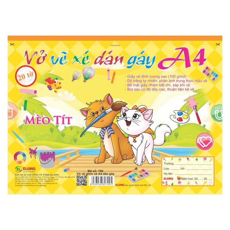 Vở Vẽ K.Long A4 709 20 Tờ