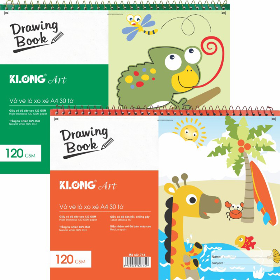 Vở Vẽ Lò Xo Xé K.Long A4 TP714 30 Tờ