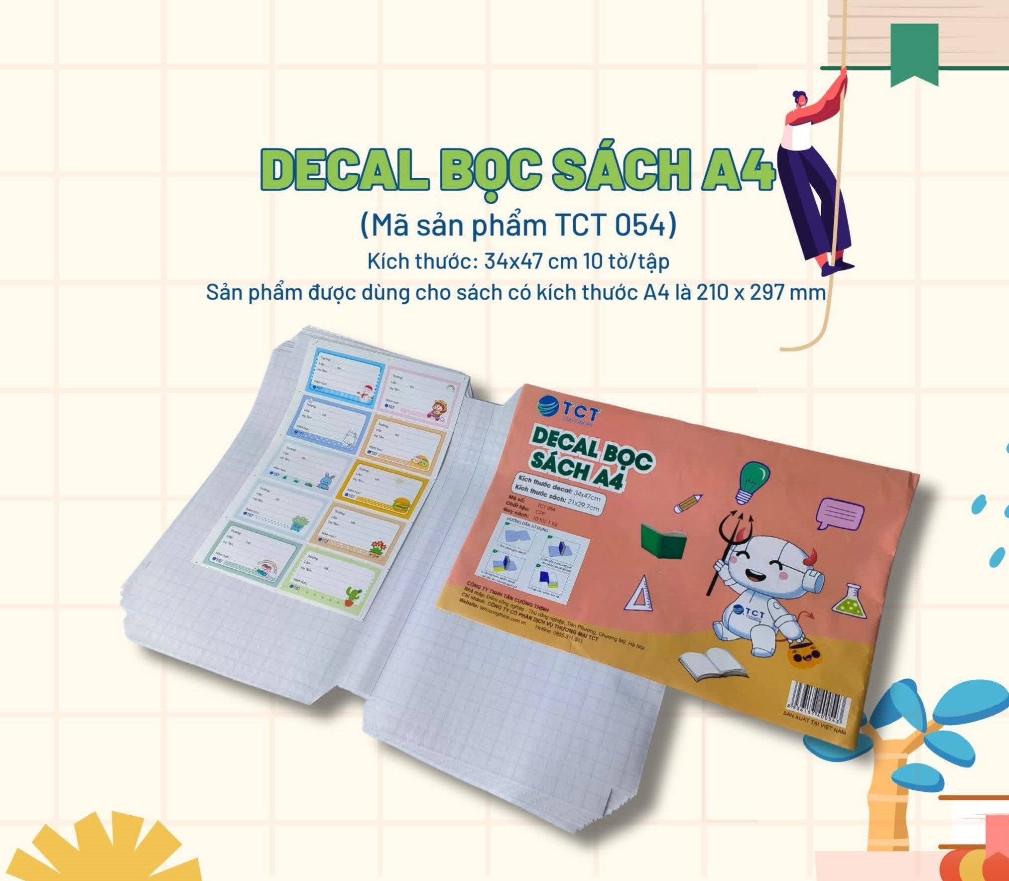 Bọc Sách Đề Can A4 TCT 054 37 x 47cm