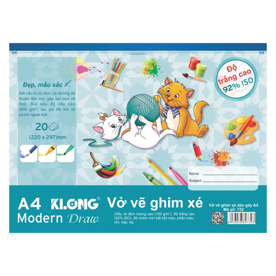 Vở Vẽ A4 K.Long Xé Dán Gáy TP732 20 Tờ