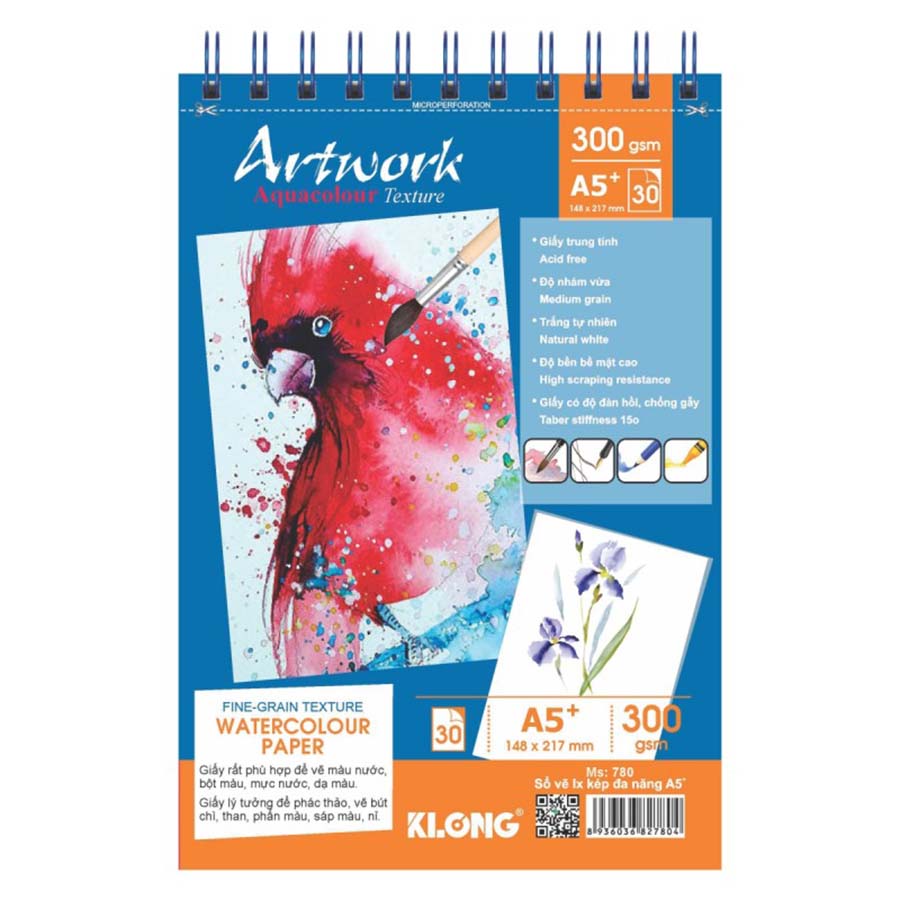 Sổ Vẽ Màu Nước A5 K.Long 30 Tờ TP780 300GSM