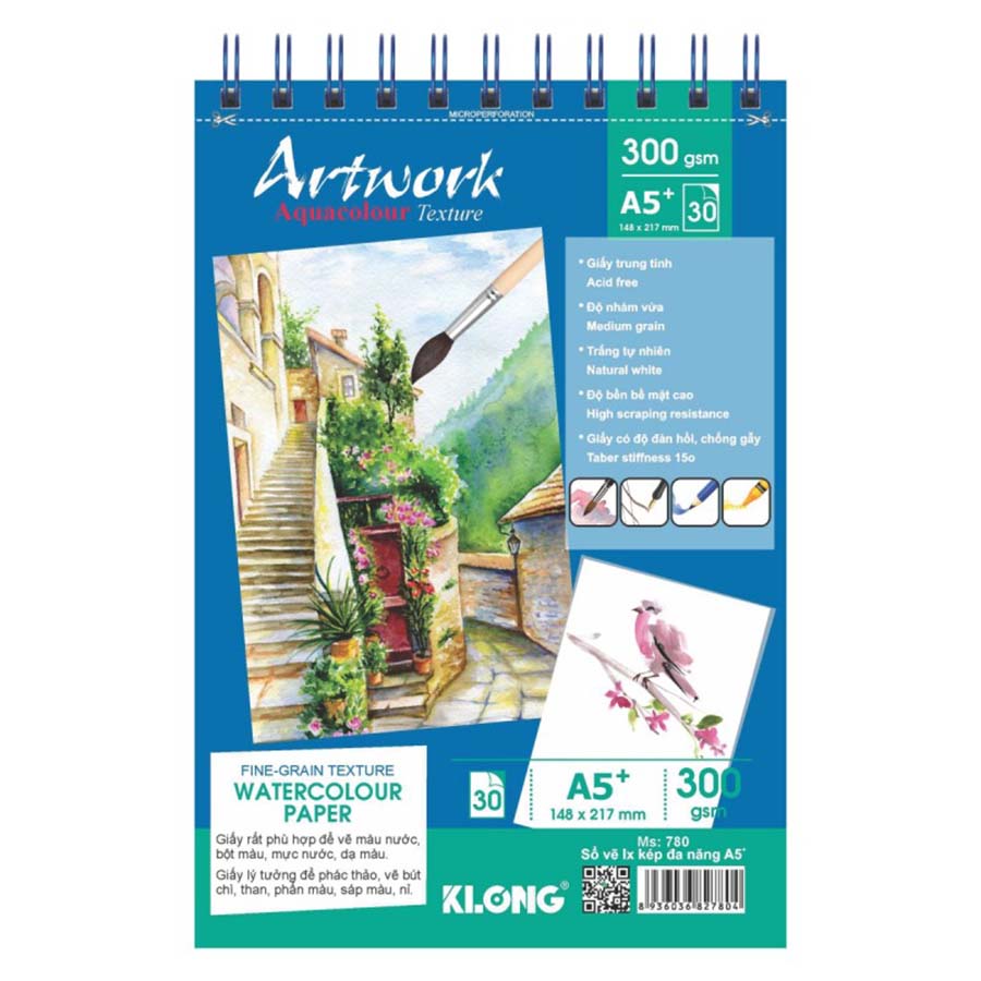 Sổ Vẽ Màu Nước A5 K.Long 30 Tờ TP780 300GSM