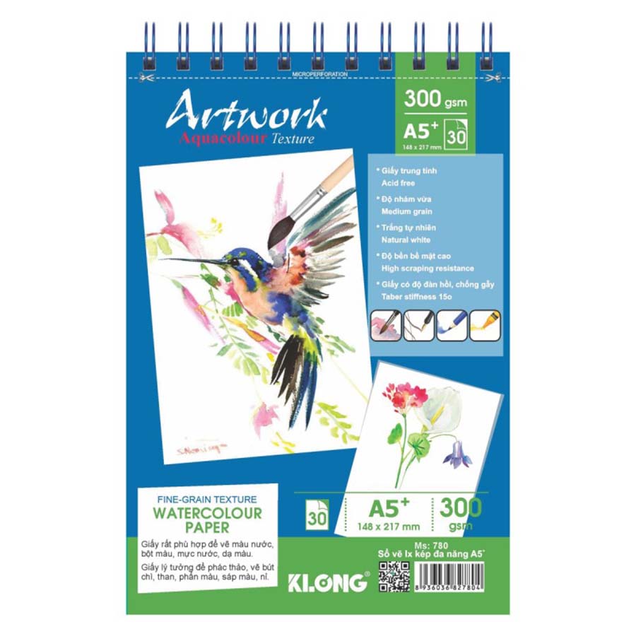 Sổ Vẽ Màu Nước A5 K.Long 30 Tờ TP780 300GSM