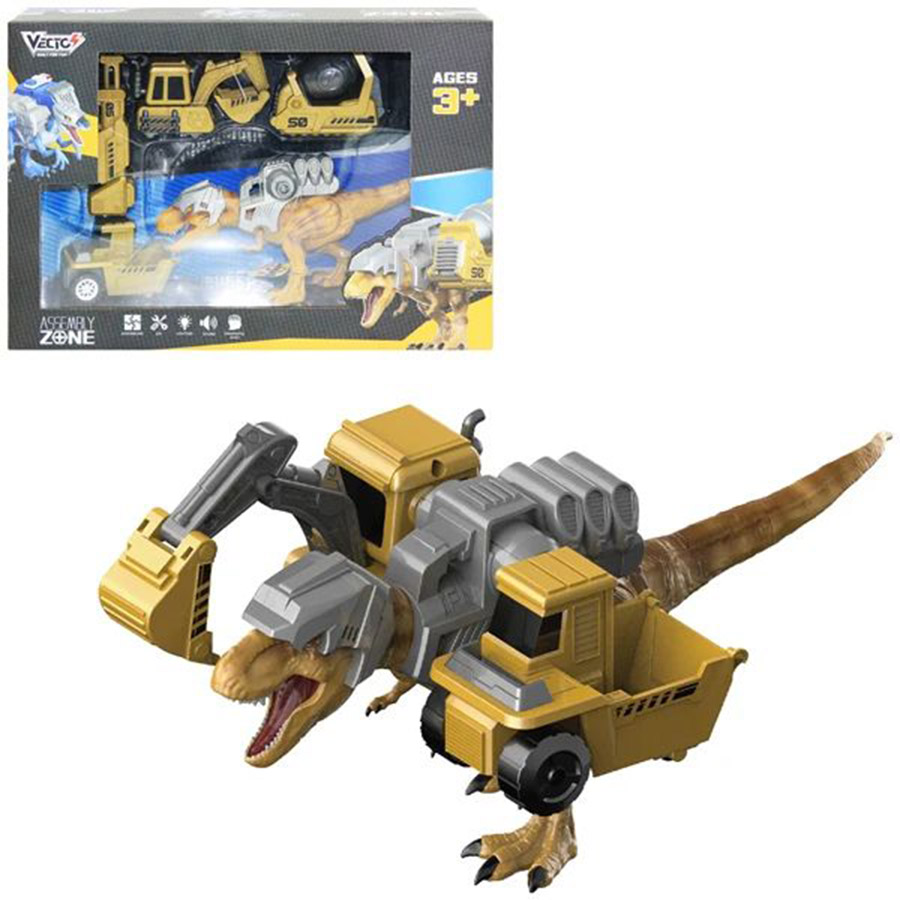 Đồ Chơi Lắp Ráp Diy Xe Công Trình Và Khủng Long T-Rex Có Đèn VT101C