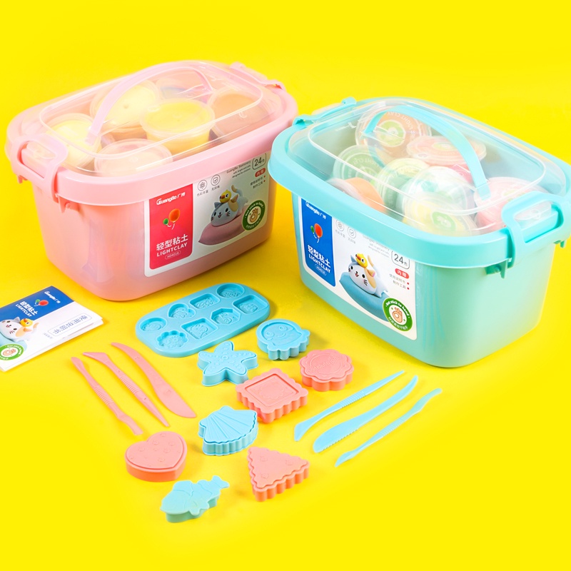 Bộ Sáp Nặn Guangbo BH04018 Tự Khô Cao Cấp 24 Màu Kèm Khuôn