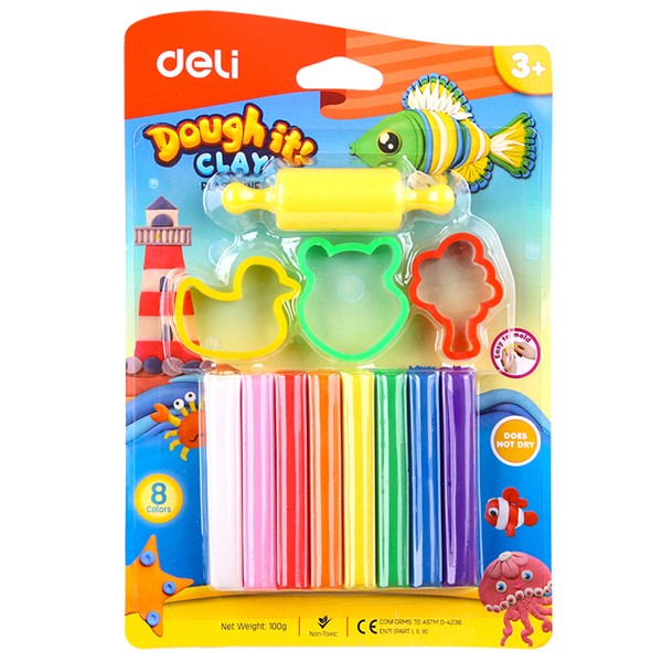 Bộ Đất Nặn Deli 8 Màu+Khuôn ED75021