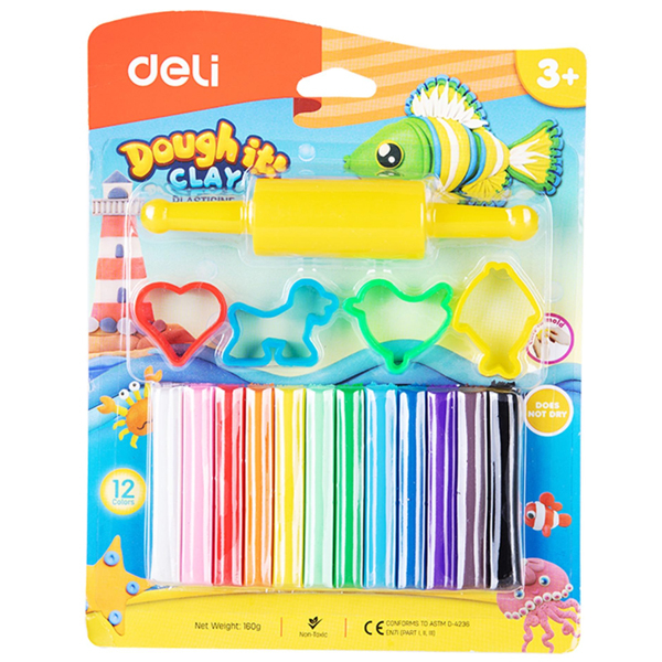 Bộ Đất Nặn Deli 12 Màu+Khuôn ED75041