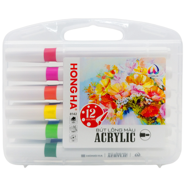 Bút Lông Màu Acrylic 8142 12 Màu Hồng Hà