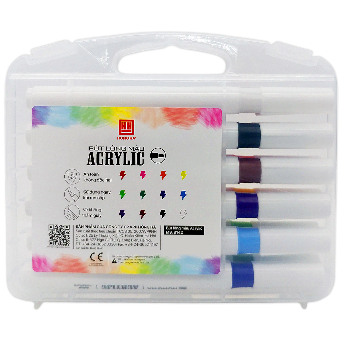 Bút Lông Màu Acrylic 8142 12 Màu Hồng Hà