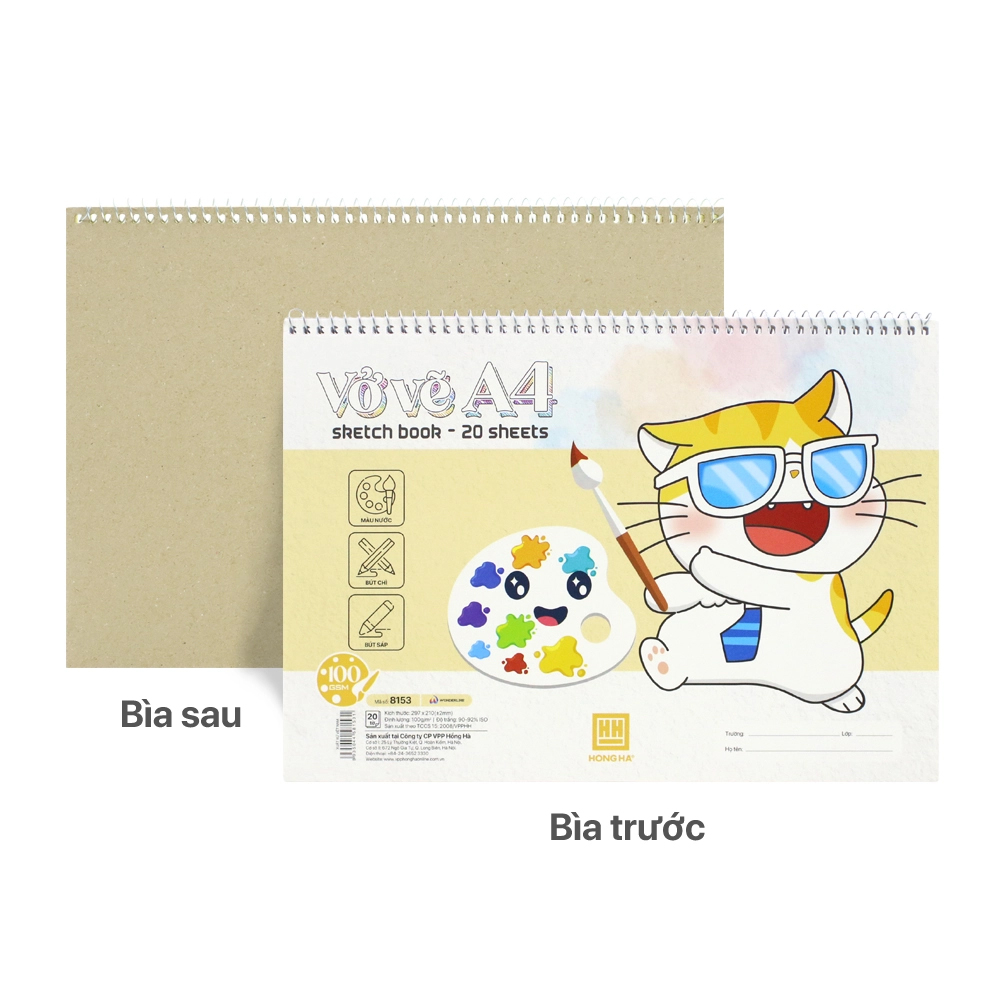 Vở Vẽ Lò Xo Hồng Hà Meow A4 8153 (20 Tờ)