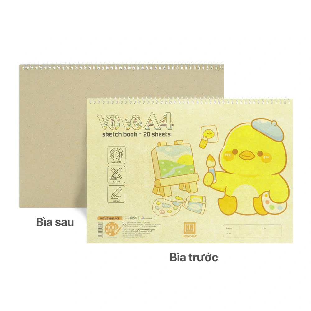 Vở Vẽ Lò Xo Hồng Hà Vintage A4 8154 (20T/Tập)