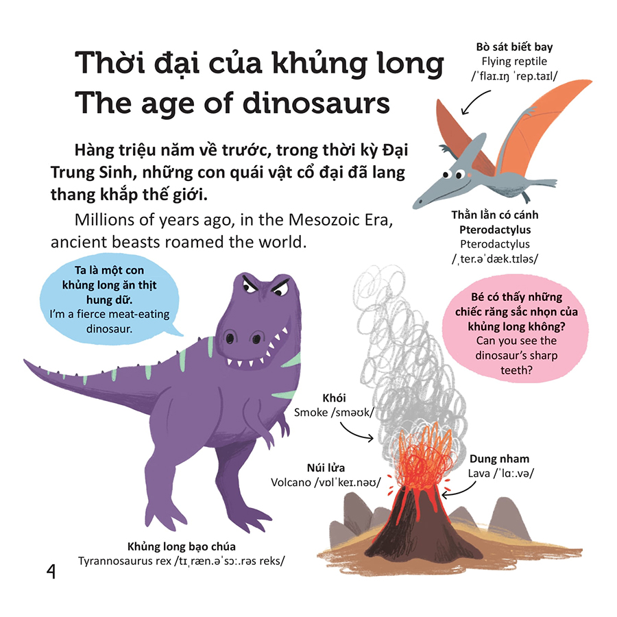 Thư Viện Từ Vựng Đầu Đời Cho Bé - Khủng Long - Dinosaurs!