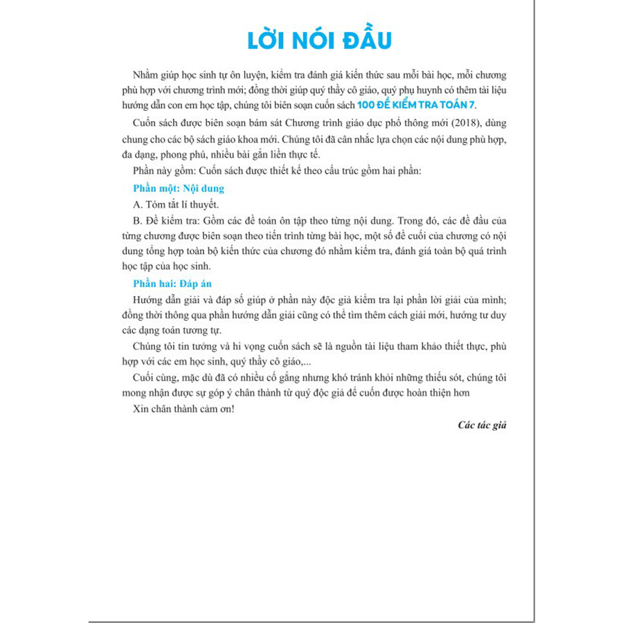 100 Đề Kiểm Tra Toán 7 - Biên Soạn Theo Chương Trình GDPT Mới
