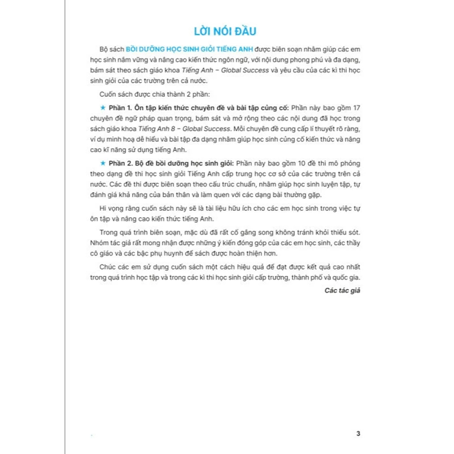 Bồi Dưỡng Học Sinh Giỏi Tiếng Anh 8 - Global Success - Theo Chuyên Đề Chuyên Sâu Và Luyện Đề