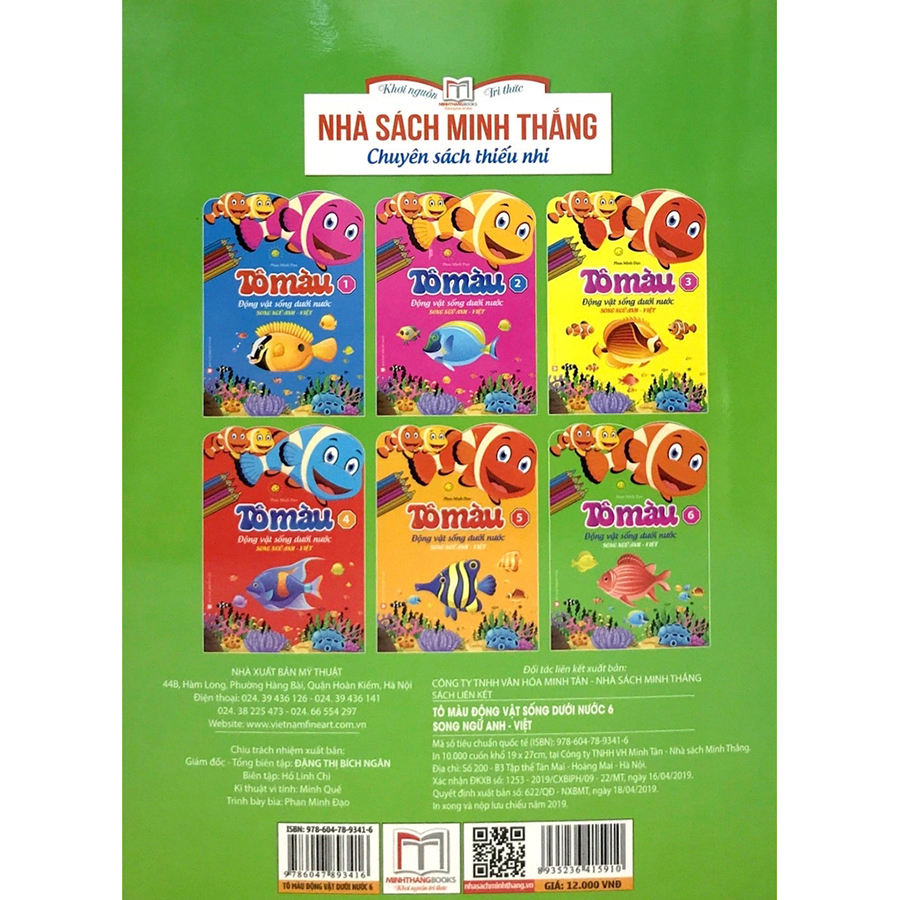 Tô Màu Động Vật Sống Dưới Nước - Tập 6 (Song Ngữ Anh - Việt)