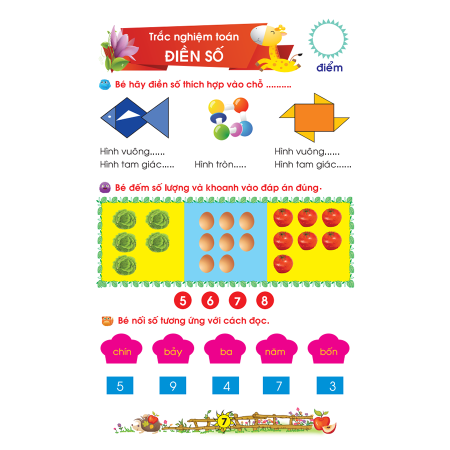 Bé Chuẩn Bị Vào Lớp 1 - Vở Bé Làm Toán Trắc Nghiệm - Dành Cho Bé Từ 5 - 6 Tuổi