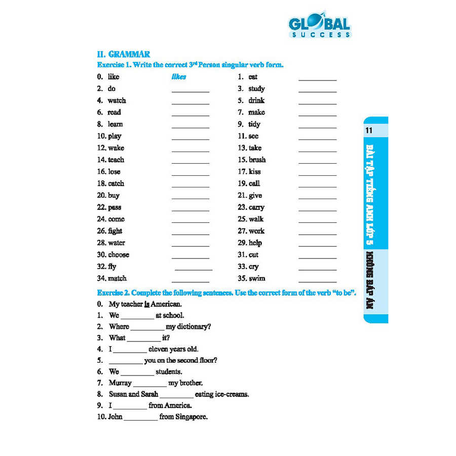 Bài Tập Tiếng Anh Lớp 5 - Global Success (Không Đáp Án)