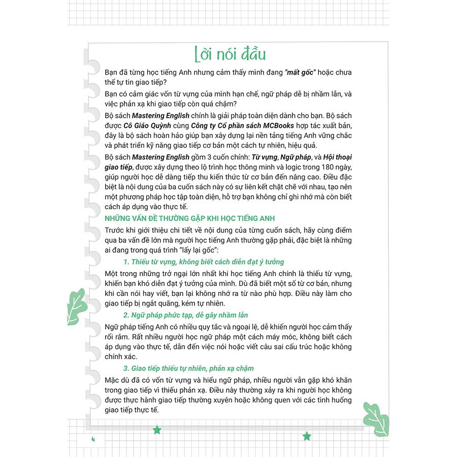 Mastering English Grammar - 180 Ngày Làm Chủ Ngữ Pháp Tiếng Anh