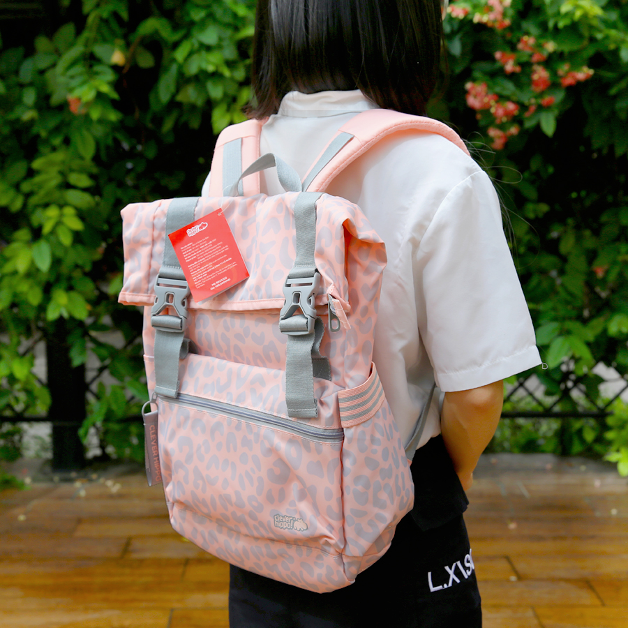 Ba Lô Clever Hippo BKU5202/PINK-GREY Roller Da Báo Kool Urban