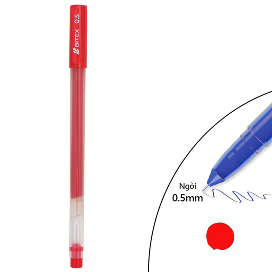 Combo Bút Gel Bitex G08 3 Mực Xanh + 1 Mực Tím + 1 Mực Đỏ (0.5Mm)