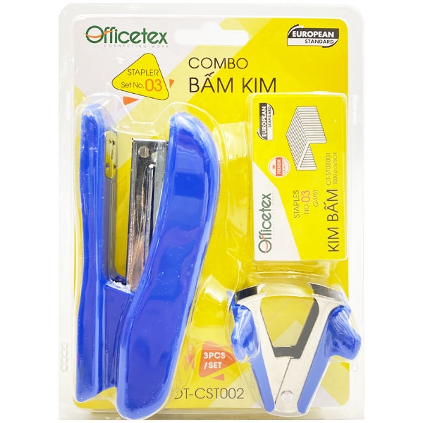 Combo Bấm Kim Officetex OT-CST002 (1 Bấm Kim, 1 Gỡ Kim, 1 Hộp Kim Bấm)