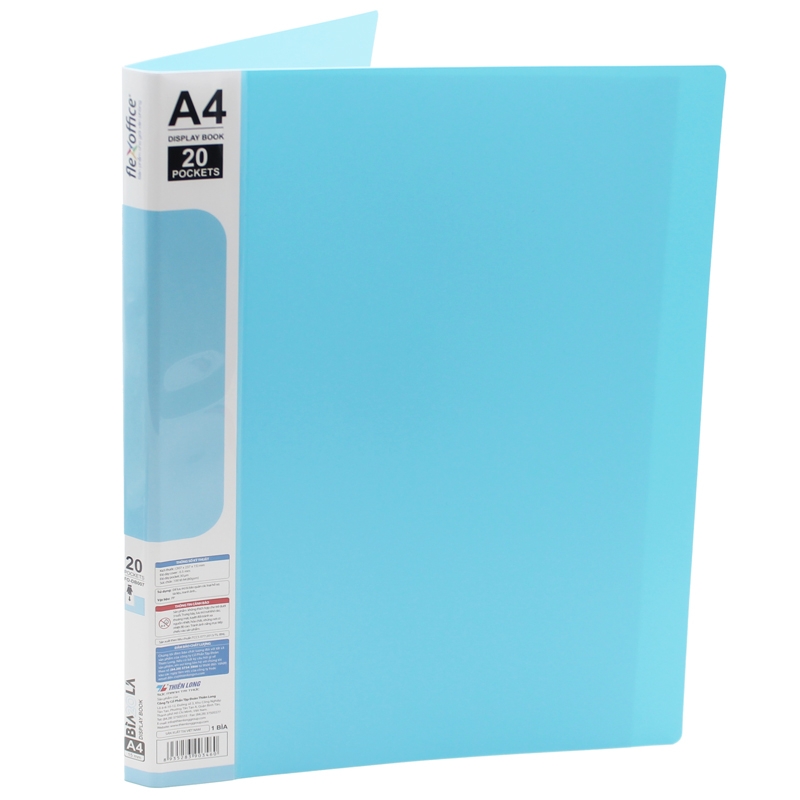 Bìa 20 Lá A4 Flexoffice FO-DB007/NĐ Màu Xanh Dương