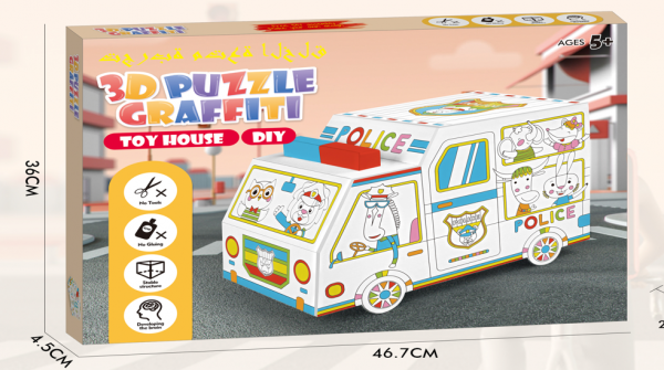 Bộ Đồ Chơi Lắp Ráp 3D Và Tô Màu - Xe Cảnh Sát HS6613