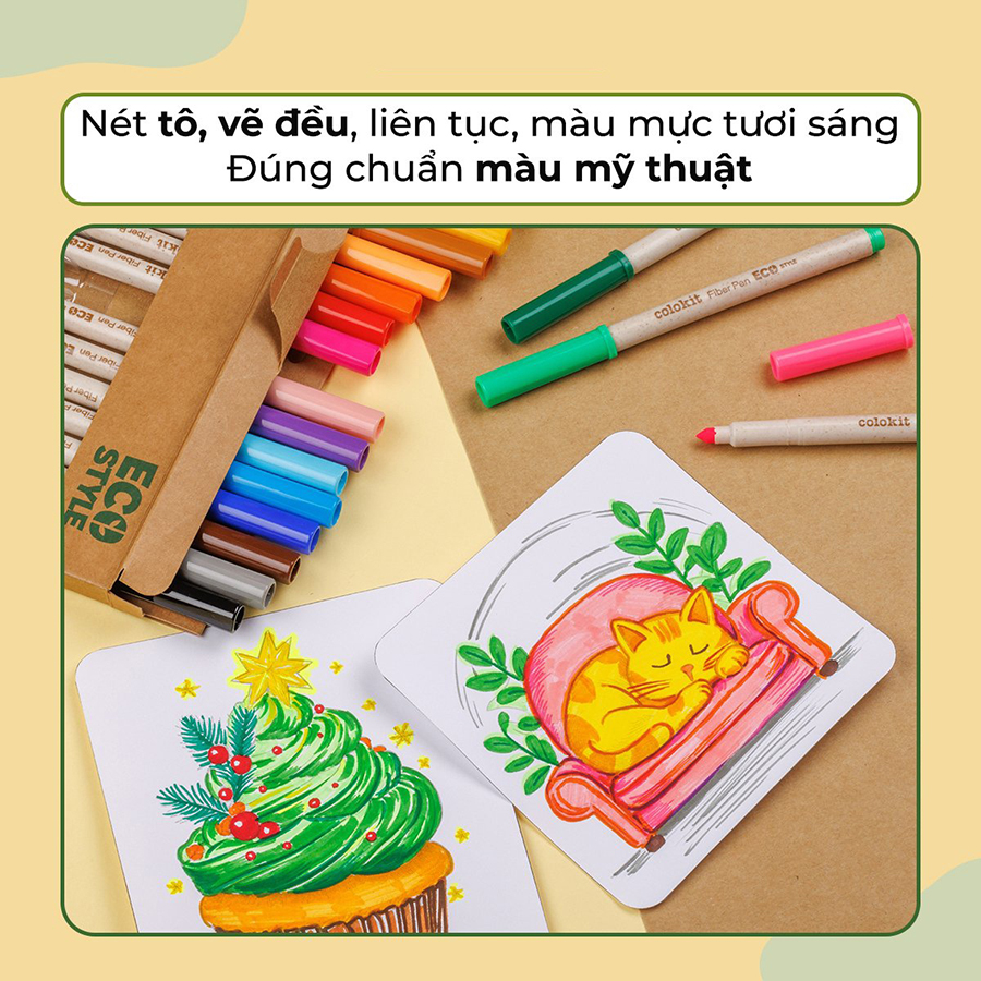Bút Lông Màu Colorkit Fiber Pen Eco Style FP-C012/ECO (20 Màu)