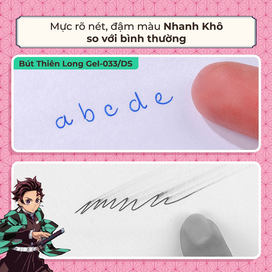 Bút Gel Thiên Long Quick Dry Gel-033/DS Mực Xanh - Hình Kamado Nezuko và Kamado Tanjiro