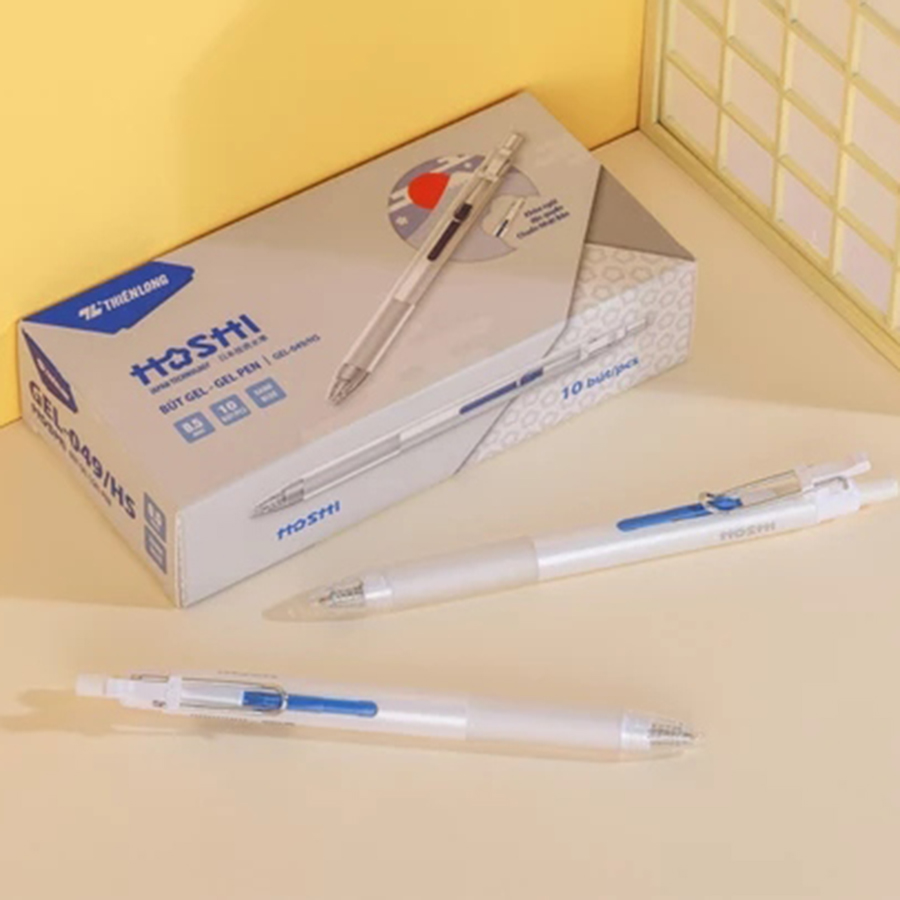 Bút Gel Có Đệm Thiên Long Hoshi GEL-049/HS Ngòi 0.5 MM Mực Xanh, Đen
