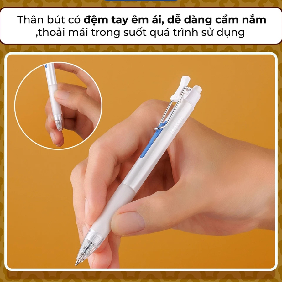 Bút Gel Có Đệm Thiên Long Hoshi GEL-049/HS Ngòi 0.5 MM Mực Xanh, Đen